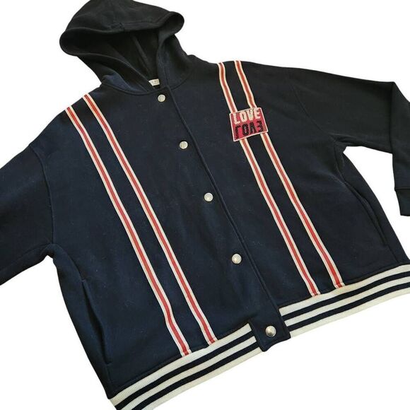 Sandro Paris Love Jacket Mens Large 40 Varsity Bomber Hoodie - Picture 1 of 8